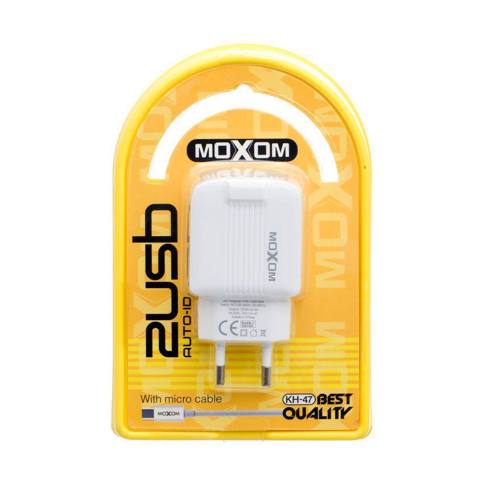 Зарядное устройство Moxom KH-47 2.4A 2 USB с кабелем Micro USB Белый (MMAРТ000020959), White
Зарядное устройство Moxom KH-47 2.4A 2 USB с кабелем Micro USB Белый (MMAРТ000020959), White