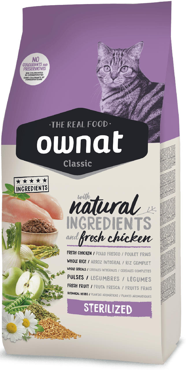 Ownat Classic Sterilized (Cat)(1,5 кг - 15 кг) — корм для стерилизованных котов и кошек
Ownat Classic Sterilized (Cat)(1,5 кг - 15 кг) — корм для стерилизованных котов и кошек