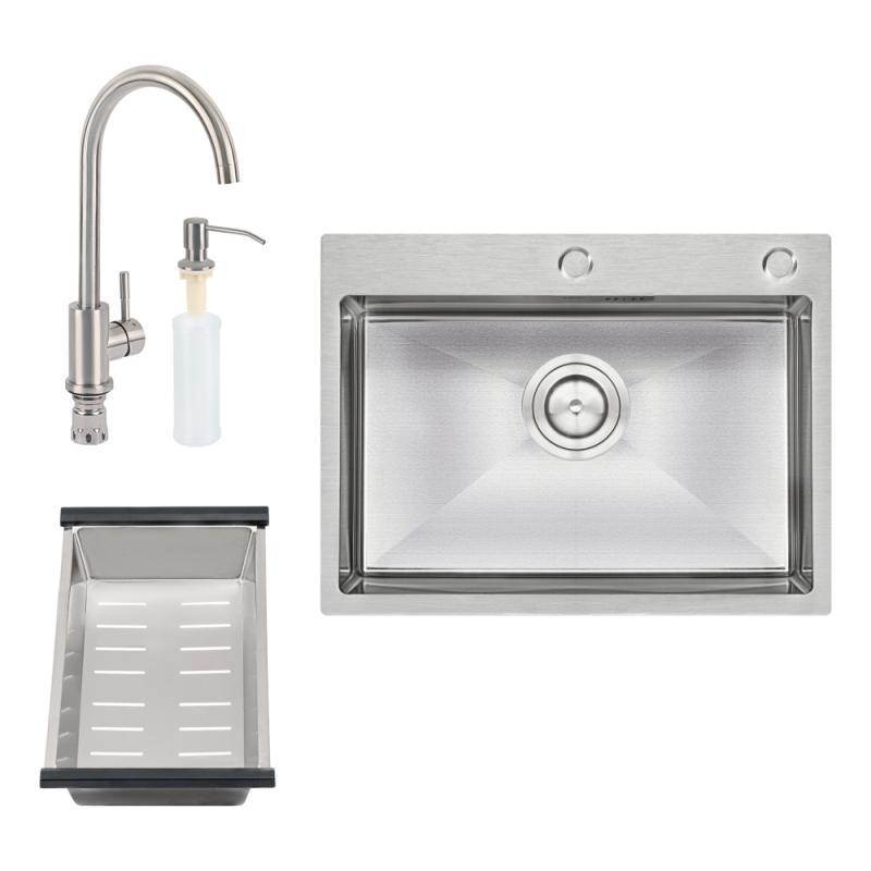Набор 4 в 1 Qtap кухонная мойка D6045 Satin + смеситель + сушилка + дозатор для моющего средства, Мойка: сталь. смеситель: никель.
Набор 4 в 1 Qtap кухонная мойка D6045 Satin + смеситель + сушилка + дозатор для моющего средства, Мойка: сталь. смеситель: никель.