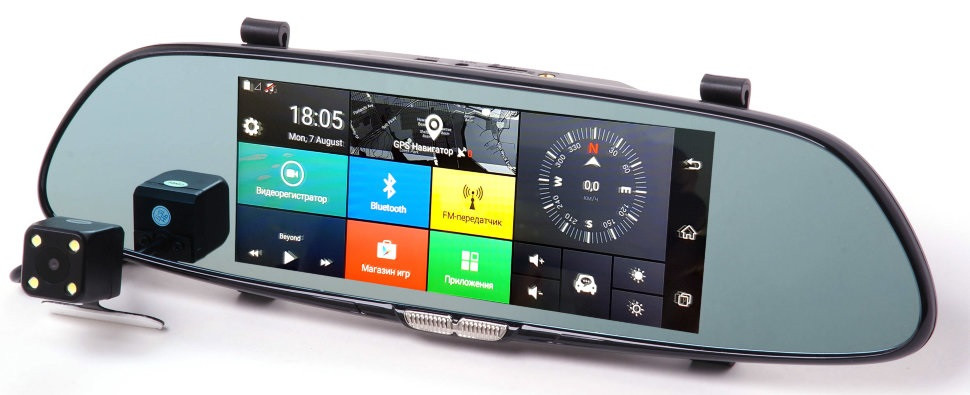 D36 Зеркало регистратор, 7" сенсор, 2 камеры, GPS навигатор, WiFi, 16Gb, Android, 3G
D36 Зеркало регистратор, 7" сенсор, 2 камеры, GPS навигатор, WiFi, 16Gb, Android, 3G