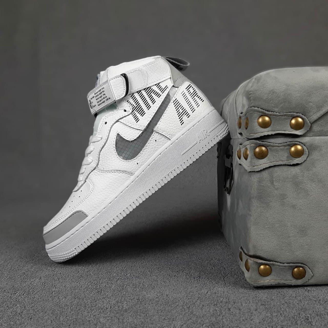 Мужские кроссовки Nike Air Force 1 высокие Белые с серым кожа (10374), Черный
Мужские кроссовки Nike Air Force 1 высокие Белые с серым кожа (10374), Черный