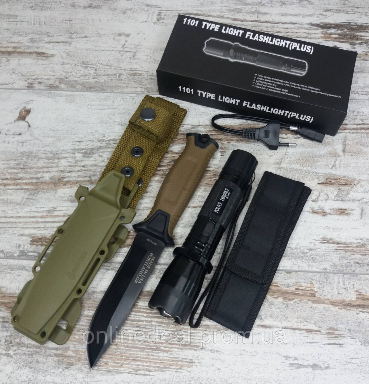 Ручной фонарь BL 1101 в комплекте с тактическим ножом Gerber, ручной аккумуляторный фонарик и нож для туризма, Черный
Ручной фонарь BL 1101 в комплекте с тактическим ножом Gerber, ручной аккумуляторный фонарик и нож для туризма, Черный