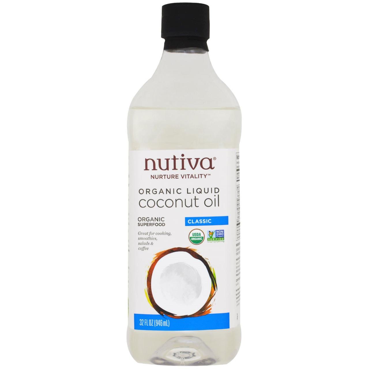 Nutiva, Органическое жидкое кокосовое масло, классическое, 32 жидкие унции (946 мл)
Nutiva, Органическое жидкое кокосовое масло, классическое, 32 жидкие унции (946 мл)