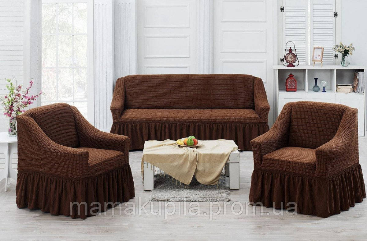 Чехол на диван и два кресла с юбкой Бежевый Home Collection Evibu Турция 50020 Коричневый
Чехол на диван и два кресла с юбкой Бежевый Home Collection Evibu Турция 50020 Коричневый