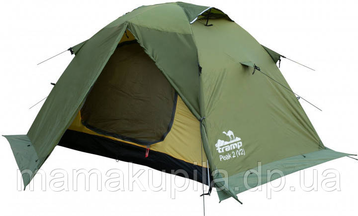 

Палатка двухместная Tramp Peak 2 v2 TRT-025-green 290х220х120 см, Зелёный