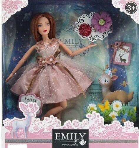 Кукла Emily с длинными волосами в нарядном платье с блестками, шарнирная QJ 087 D с фигуркой олененка
Кукла Emily с длинными волосами в нарядном платье с блестками, шарнирная QJ 087 D с фигуркой олененка