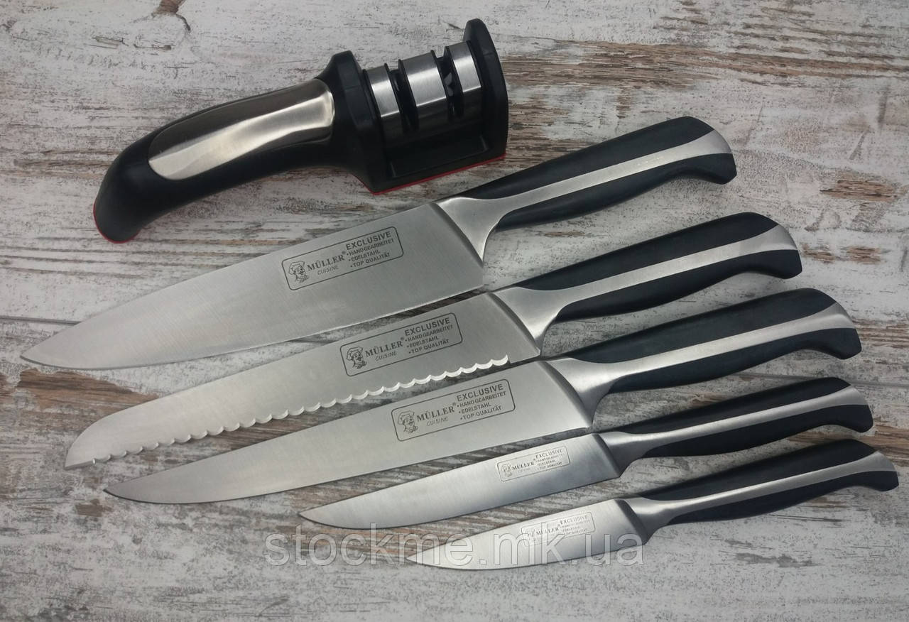 Ручная точилка для ножей Household Knife Sharpener в комплекте с набором кухонных ножей Muller 5 шт
Ручная точилка для ножей Household Knife Sharpener в комплекте с набором кухонных ножей Muller 5 шт