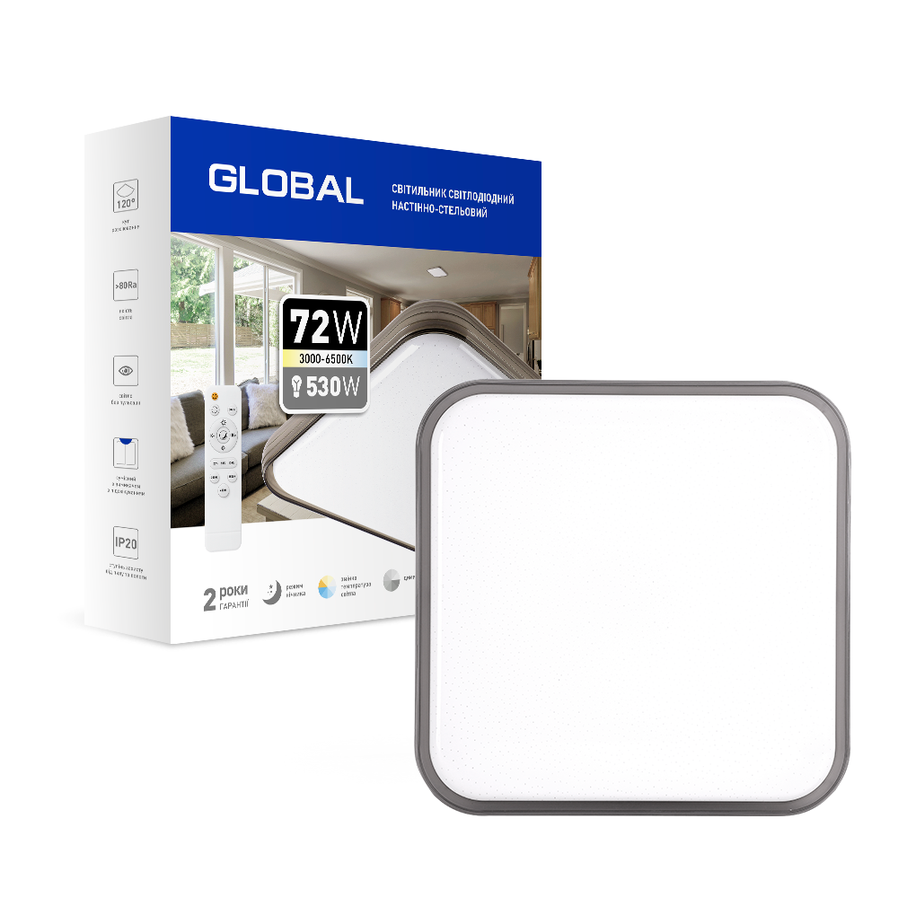 Функциональный настенно-потолочный светильник GLOBAL Functional Light 72W 3000-6500K 02-S
Функциональный настенно-потолочный светильник GLOBAL Functional Light 72W 3000-6500K 02-S