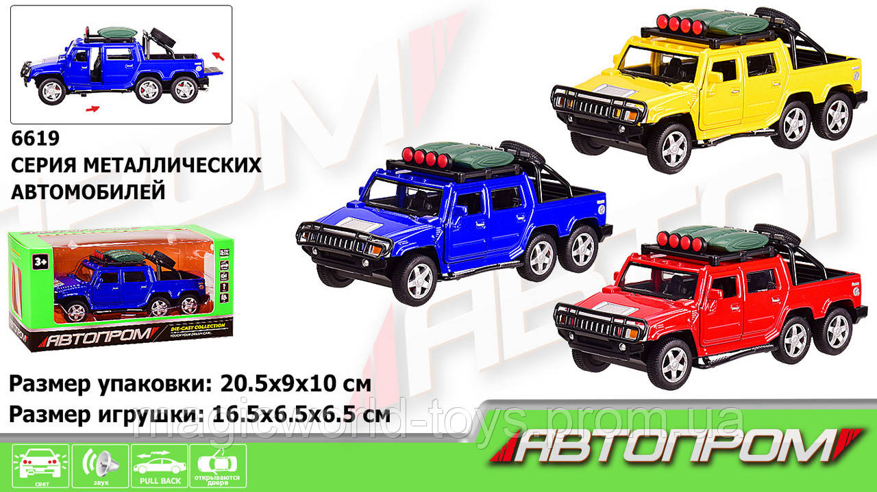 Машина металл. "АВТОПРОМ" 1:32 , 3 цвета-микс в ящике, бат., свет, звук, откр.двери, в кор. 20,5*9*10см
Машина металл. "АВТОПРОМ" 1:32 , 3 цвета-микс в ящике, бат., свет, звук, откр.двери, в кор. 20,5*9*10см