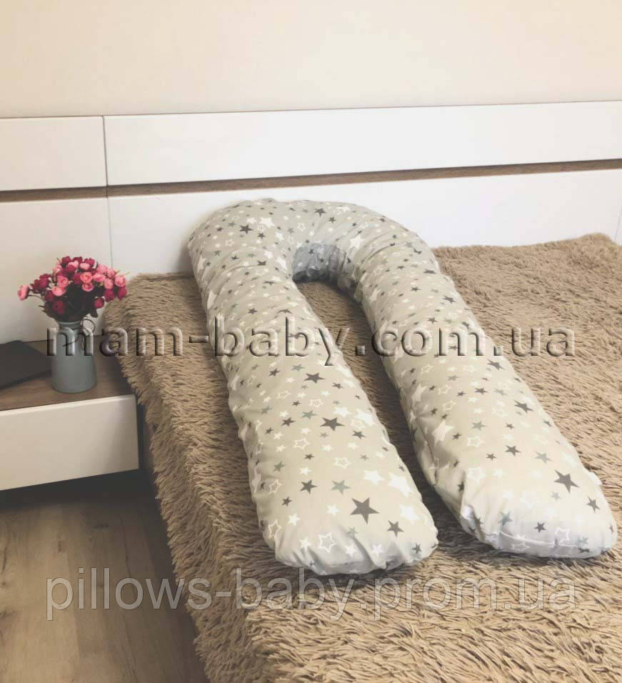 Подушка для беременных U-образная без съемной наволочкой и молнией MamBaby звезды на сером 120х75 см
Подушка для беременных U-образная без съемной наволочкой и молнией MamBaby звезды на сером 120х75 см