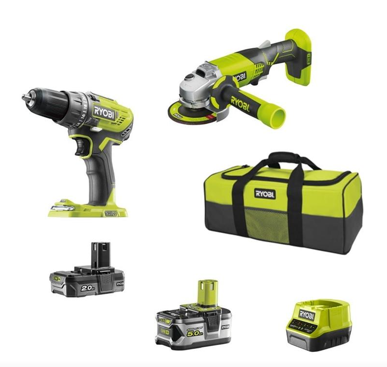 Набор аккумуляторного инструмента Ryobi ONE+ R18DDAG-252S: шуруповерт R18DD3, УШМ R18AG (5133003819)
Набор аккумуляторного инструмента Ryobi ONE+ R18DDAG-252S: шуруповерт R18DD3, УШМ R18AG (5133003819)