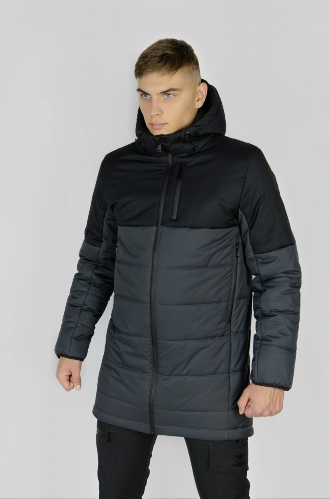 

Демисезонная Куртка "Fusion" бренда Intruder черная - серая