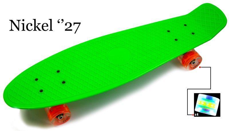 Скейтборд "Penny Board Nickel 27", Зеленый цвет, усиленный пластик, светящиеся колеса, Зелёный
Скейтборд "Penny Board Nickel 27", Зеленый цвет, усиленный пластик, светящиеся колеса, Зелёный