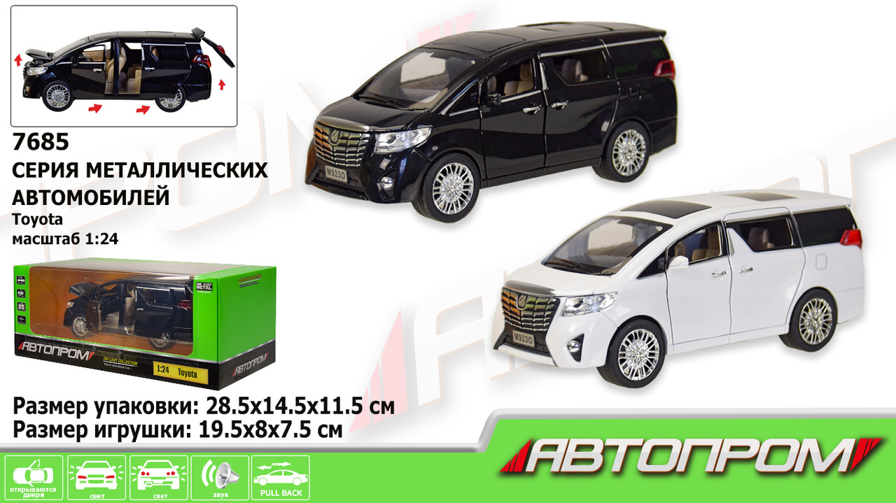 Машина метал 7685 (12шт/2) АВТОПРОМ1:24 Toyota, 2 цвета, батар,свет,звук,двери откр.,в кор.29*15*1
Машина метал 7685 (12шт/2) АВТОПРОМ1:24 Toyota, 2 цвета, батар,свет,звук,двери откр.,в кор.29*15*1