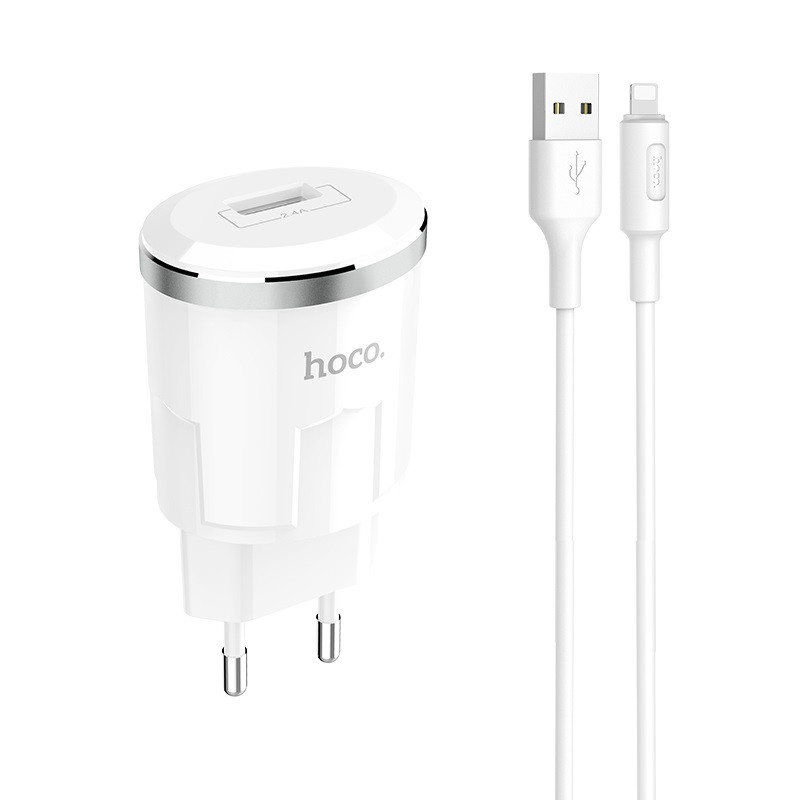 Сетевое зарядное устройство Hoco C37A Thunder c кабелем Lightning (1USB, 2.4A) White, Белый
Сетевое зарядное устройство Hoco C37A Thunder c кабелем Lightning (1USB, 2.4A) White, Белый