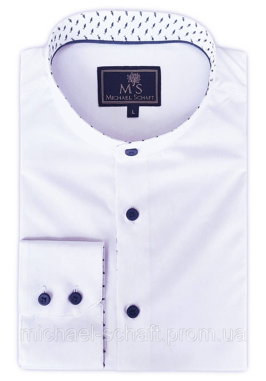 Рубашка мужская Michael Schaft белая с контрастными вставками с воротником "стойка" Slim Fit
Рубашка мужская Michael Schaft белая с контрастными вставками с воротником "стойка" Slim Fit