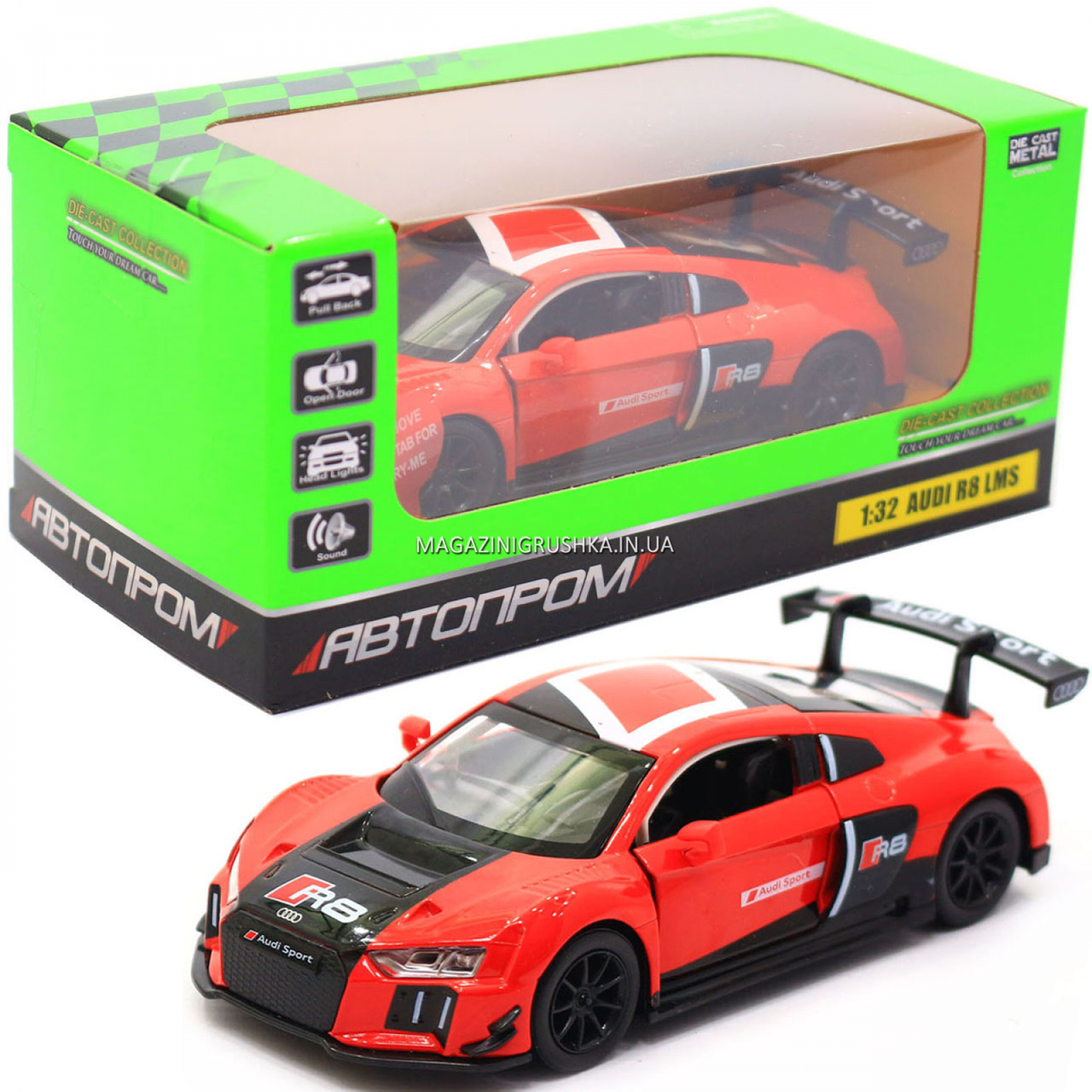 Машинка игровая автопром «Audi R8 LMS» металл, 14 см, красная, свет, звук, двери открываются (7850), Красный
Машинка игровая автопром «Audi R8 LMS» металл, 14 см, красная, свет, звук, двери открываются (7850), Красный