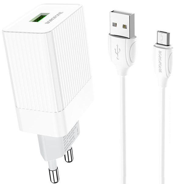 Сетевое зарядное устройство с поддержкой Quick Charge 3.0 Borofone BA47A Mighty Speed + micro USB Cable White
Сетевое зарядное устройство с поддержкой Quick Charge 3.0 Borofone BA47A Mighty Speed + micro USB Cable White