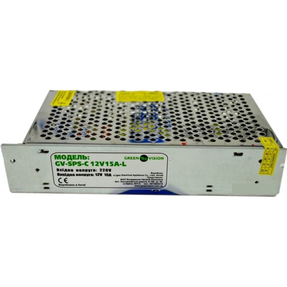 Блок питания для светодиодных лент ND Green Vision 12V/15A, 180W, 160х98х42 мм, источник питания тока, блок
Блок питания для светодиодных лент ND Green Vision 12V/15A, 180W, 160х98х42 мм, источник питания тока, блок