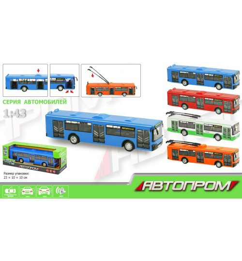 Троллейбус, Автобус инерционный 9690ABCD “АВТОПРОМ” Батар., Свет, Звук, в коробке 32,7*10*10см
Троллейбус, Автобус инерционный 9690ABCD “АВТОПРОМ” Батар., Свет, Звук, в коробке 32,7*10*10см