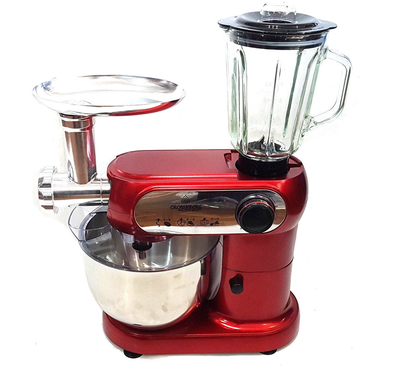 Кухонный комбайн 3в1 тестомес, мясорубка и блендер CROWNBERG Food Processor CB-3404
Кухонный комбайн 3в1 тестомес, мясорубка и блендер CROWNBERG Food Processor CB-3404