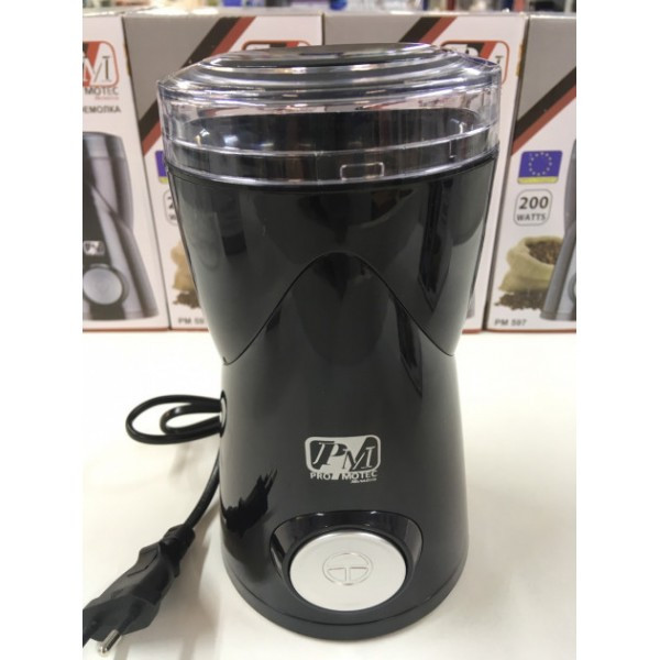 Кофемолка электрическая кухонная с ножами из нержавающей стали Promotec Original PM-597 50г 200 Вт Black
Кофемолка электрическая кухонная с ножами из нержавающей стали Promotec Original PM-597 50г 200 Вт Black