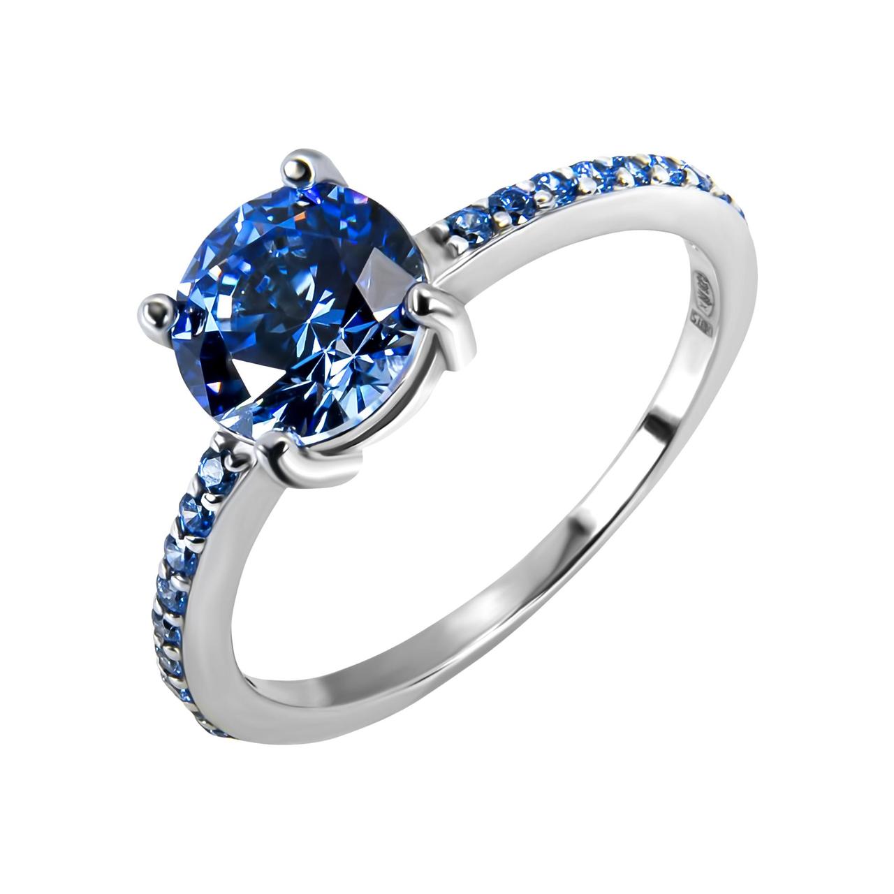 

Женское кольцо помолвочное с синим камнем Swarovski Элизабет