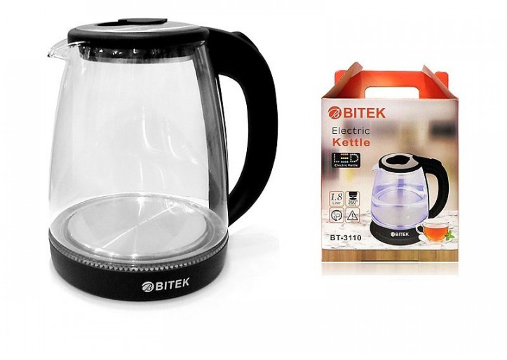 Электрочайник стеклянный BITEK BT-3110A с LED подсветка, разные цвета, 1,8л, 2400Вт, чайник, электрический
Электрочайник стеклянный BITEK BT-3110A с LED подсветка, разные цвета, 1,8л, 2400Вт, чайник, электрический