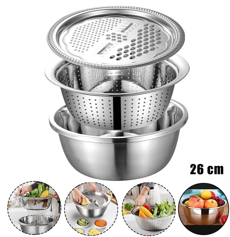 Терка-овощерезка Kitchenware из нержавеющей стали 3 в 1 терка/шинковка, дуршлаг, миска кухонная для овощей, Серый
Терка-овощерезка Kitchenware из нержавеющей стали 3 в 1 терка/шинковка, дуршлаг, миска кухонная для овощей, Серый