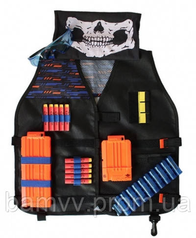 Боевой набор для игр с оружием Nerf жилет бафф очки 20 пуль пластиковый напульсник 2 магазина SLK14-292305
Боевой набор для игр с оружием Nerf жилет бафф очки 20 пуль пластиковый напульсник 2 магазина SLK14-292305