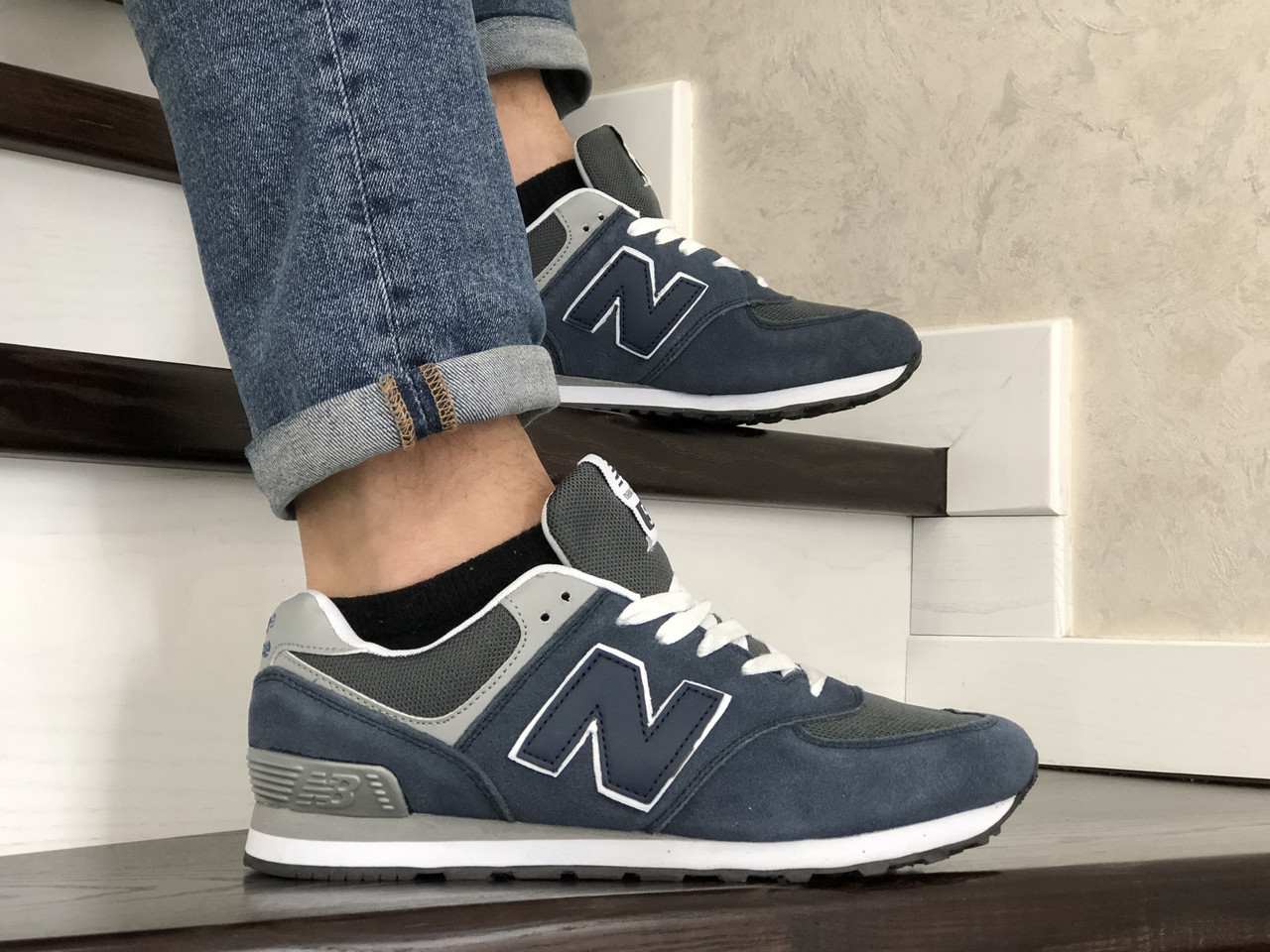 Мужские кроссовки в стиле New Balance Нью Беланс 574, синие с серым. 44 (28,1 см), Синий
Мужские кроссовки в стиле New Balance Нью Беланс 574, синие с серым. 44 (28,1 см), Синий
