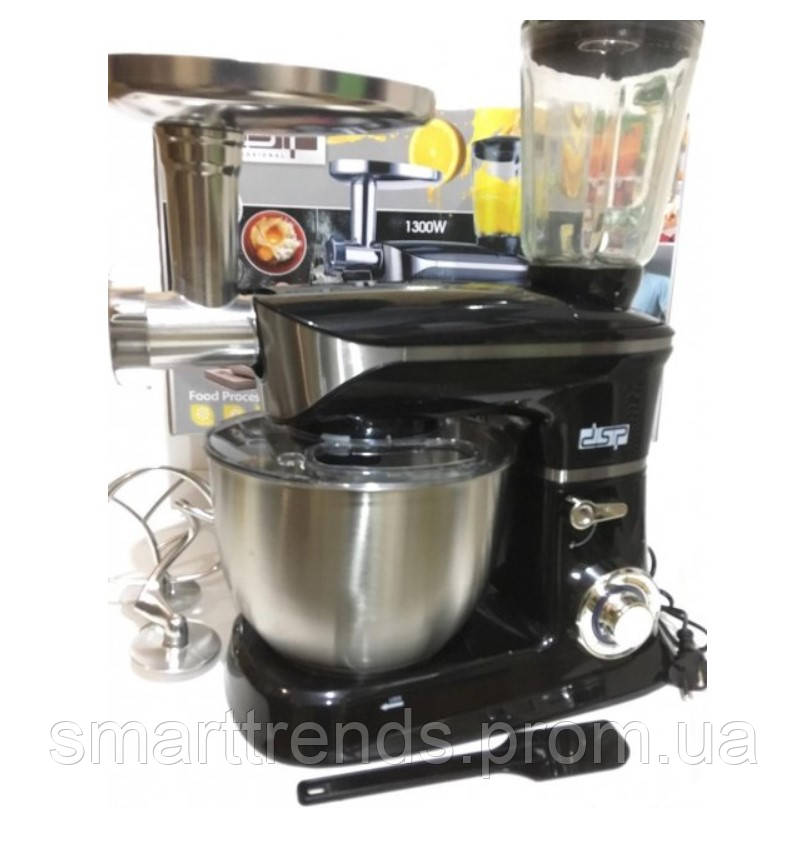 Многофункциональный Кухонный комбайн DSP KM-3031 3 в 1 Тестомес, Мясорубка, Блендер (1300 Вт) черный
Многофункциональный Кухонный комбайн DSP KM-3031 3 в 1 Тестомес, Мясорубка, Блендер (1300 Вт) черный