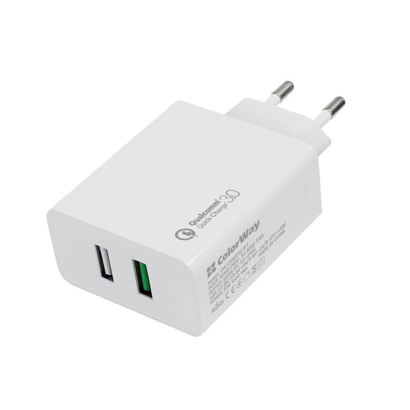 Сетевое зарядное устройство ColorWay QC3.0 (2USB 2.4A) White (CW-CHS021Q-WT), Белый
Сетевое зарядное устройство ColorWay QC3.0 (2USB 2.4A) White (CW-CHS021Q-WT), Белый