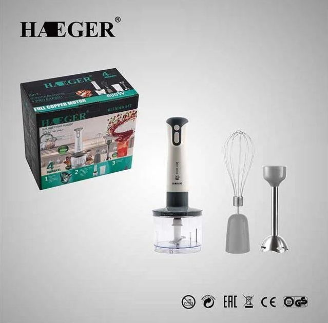Многофункциональный погружной блендер 3в1 HAEGER HG-293, 600Вт, измельчитель, венчик для взбивания, белый
Многофункциональный погружной блендер 3в1 HAEGER HG-293, 600Вт, измельчитель, венчик для взбивания, белый