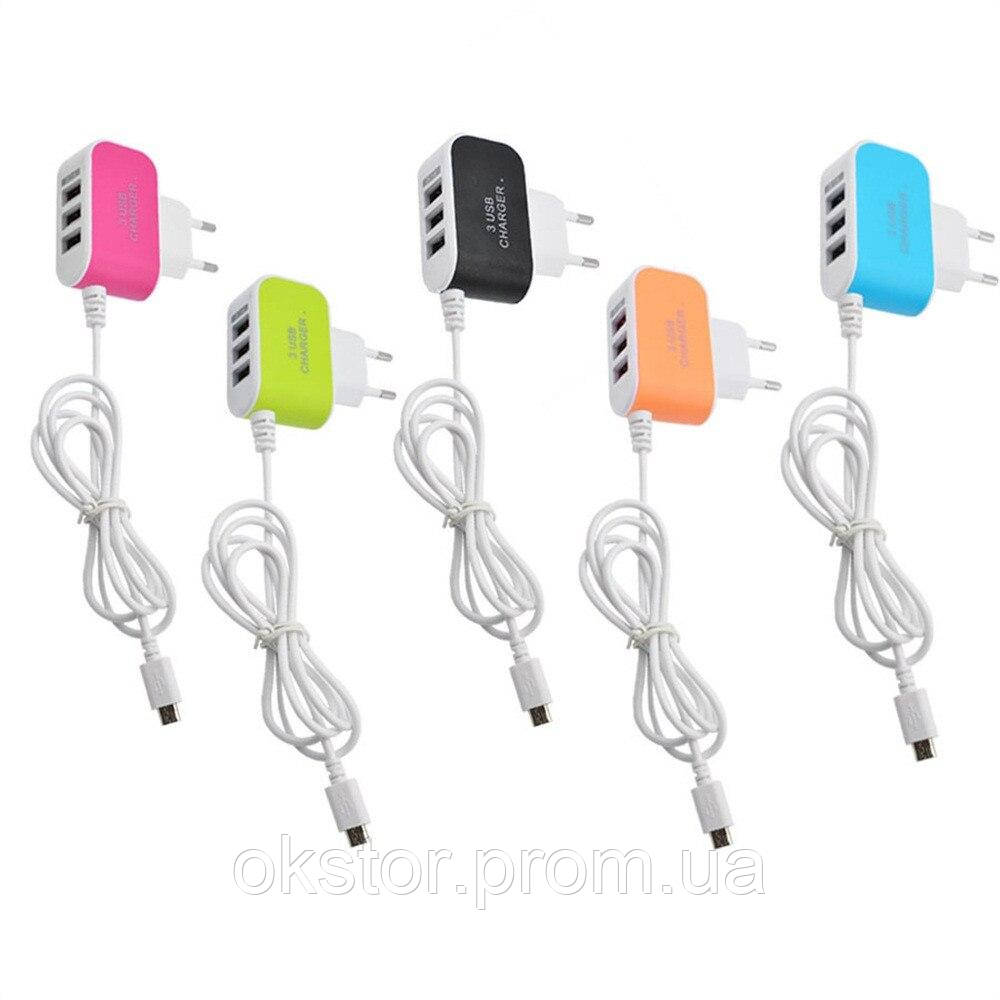 Блок питания на 3 USB 3.1A с кабелем micro USB (случайный цвет) (3310), Разные цвета
Блок питания на 3 USB 3.1A с кабелем micro USB (случайный цвет) (3310), Разные цвета
