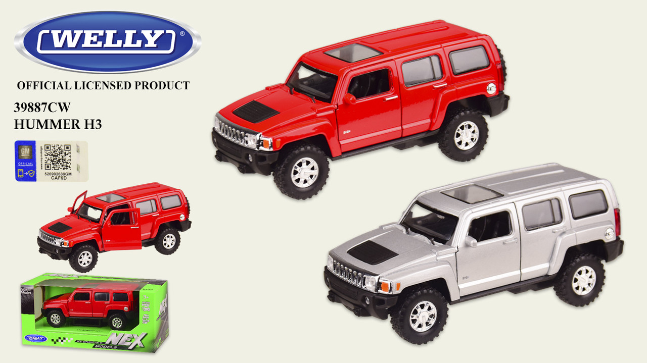 Машина метал 39887CW (48шт|2) "WELLY"1:36 HUMMER H3,откр.двери,2 цвета,в кор.18*8*8 см, р-р игрушки
Машина метал 39887CW (48шт|2) "WELLY"1:36 HUMMER H3,откр.двери,2 цвета,в кор.18*8*8 см, р-р игрушки