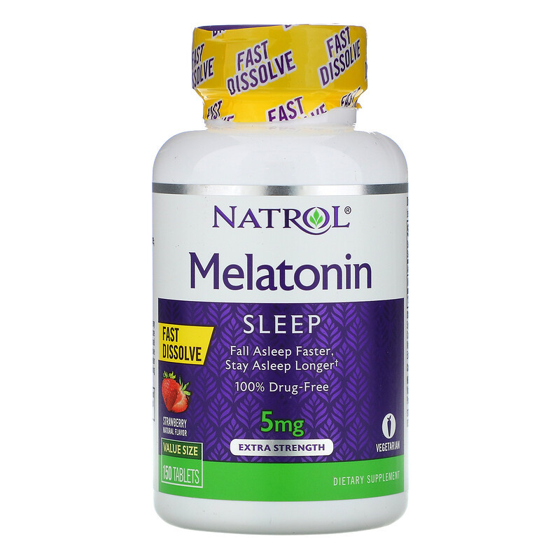 Мелатонин быстрого высвобождения, вкус клубники, Melatonin Fast Dissolve, Natrol, 5 мг, 150 таблеток
Мелатонин быстрого высвобождения, вкус клубники, Melatonin Fast Dissolve, Natrol, 5 мг, 150 таблеток