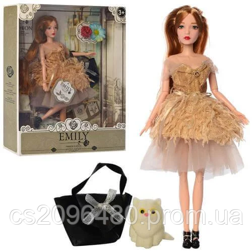 Шарнирная кукла Emily Fashion Classics в пышном платье с перьями, с длинными темными волосами и питомцем
Шарнирная кукла Emily Fashion Classics в пышном платье с перьями, с длинными темными волосами и питомцем