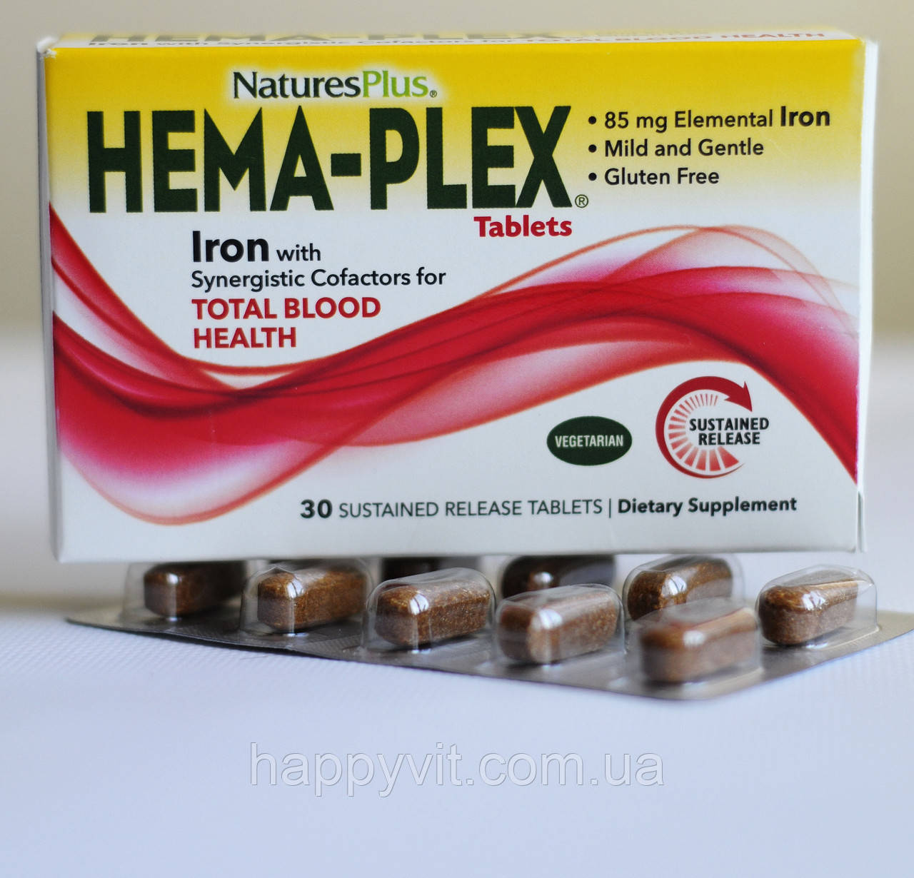 Железо и кофакторы для его усвоения Nature's Plus, Hema-Plex, 30 таблеток с длительным высвобождением
Железо и кофакторы для его усвоения Nature's Plus, Hema-Plex, 30 таблеток с длительным высвобождением