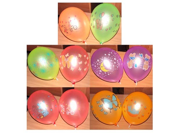 Воздушные шарики неон офсет с рисунком АССОРТИ 10"(25 см) оптом ТМ Gemar