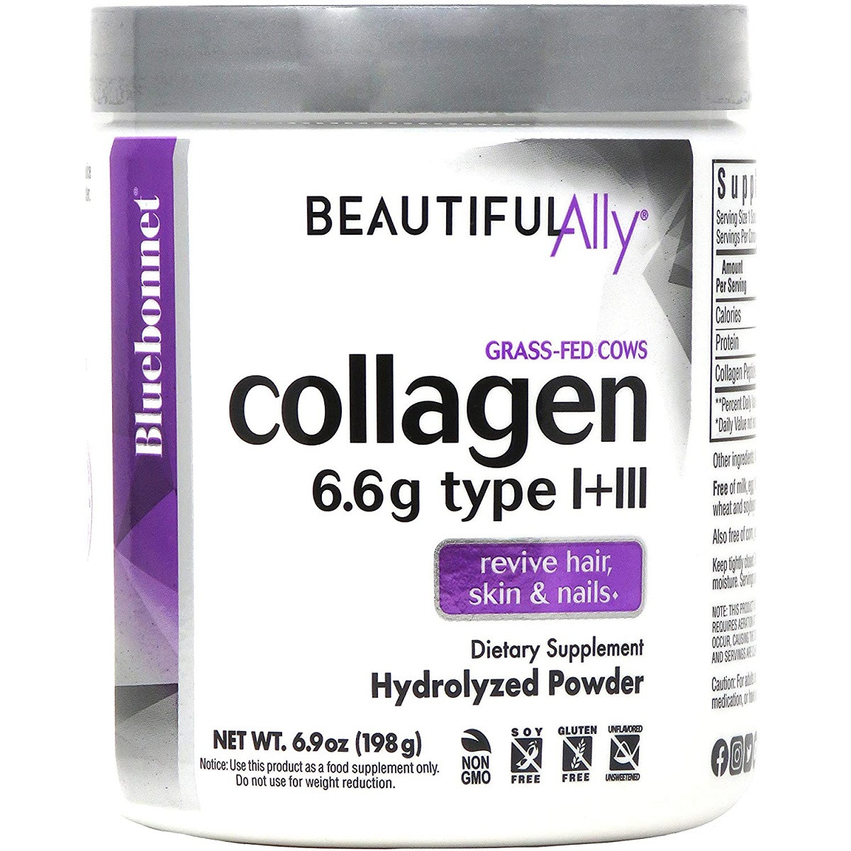 Коллаген 1 и 3 типа, Beautiful Ally, Bluebonnet Nutrition, Collagen Type I + III, порошок 198 г
Коллаген 1 и 3 типа, Beautiful Ally, Bluebonnet Nutrition, Collagen Type I + III, порошок 198 г