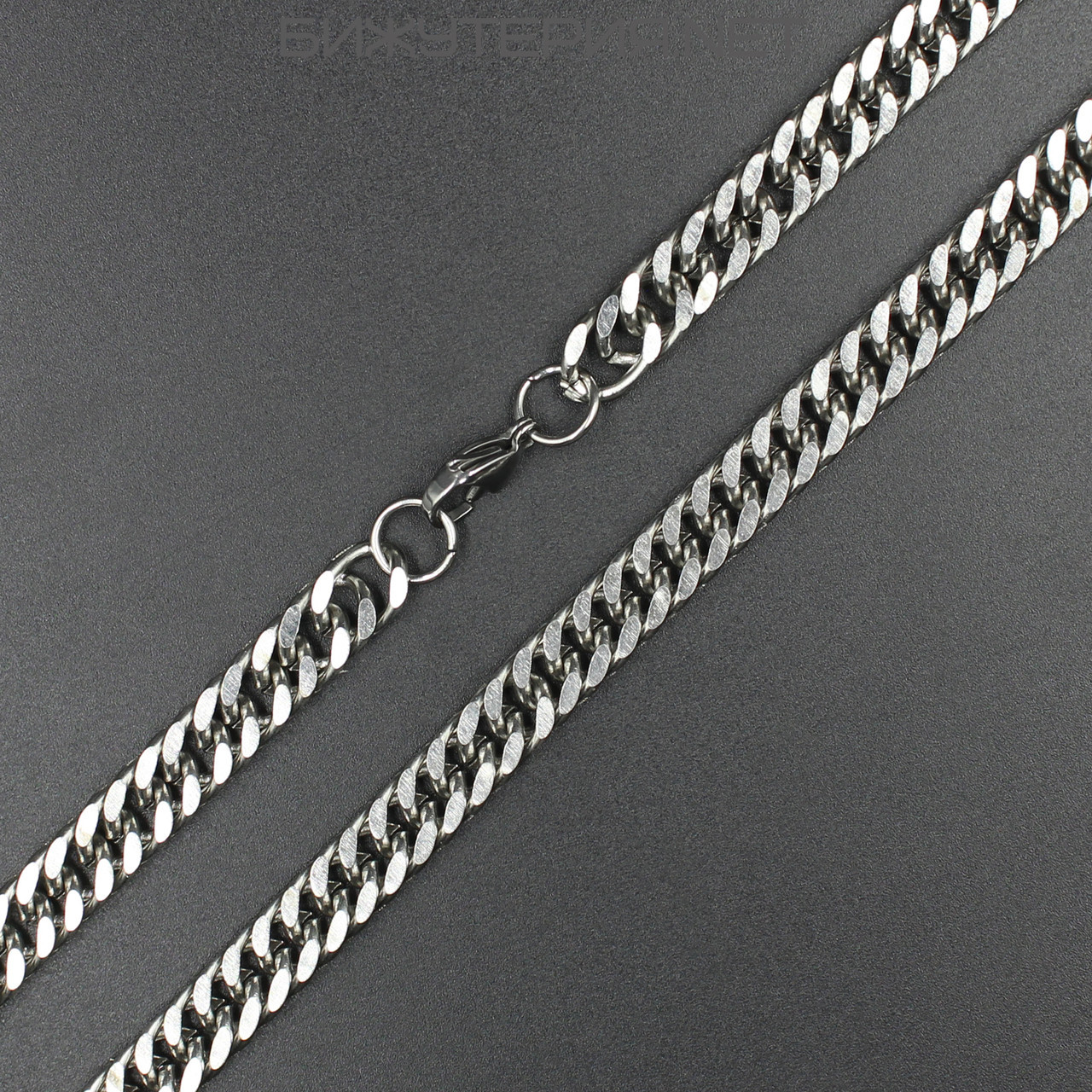 

Мужская цепь панцерная класика из медицинской стали Stainless Steel длина 60 см. ширина 9 мм. цвет серебро