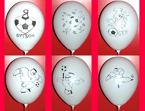 Воздушные шарики пастель  шелкография ФУТБОЛ 12"(30 см) оптом ТМ Gemar