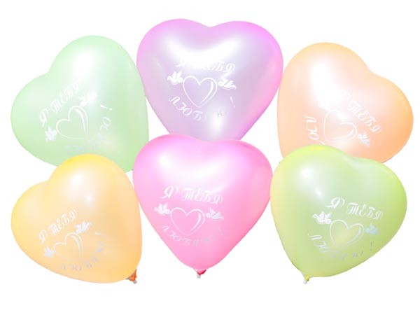 Воздушные шарики неон ассорти шелкография Сердца "С любовью" 11"(28 см) оптом ТМ Gemar