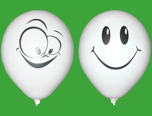 Воздушные шарики Улыбка пастель белая шелкография 12"(30 см) купить оптом ТМ Gemar
