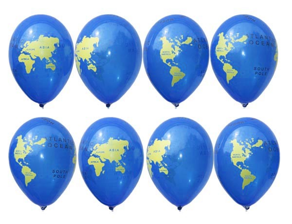 Воздушные шарики Глобус пастель синяя, шелкография 12"(30 см) купить оптом ТМ Gemar