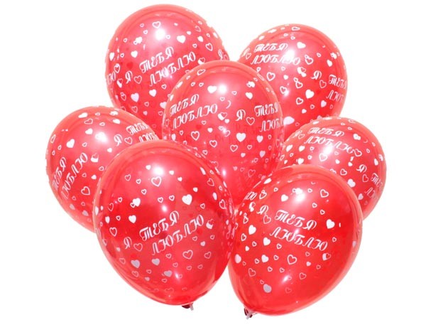 Воздушные шарики "Я тебя люблю" красный кристалл, шелкография 12"(30 см) купить оптом ТМ Gemar