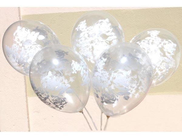 Воздушные шарики РОЗЫ белые кристалл, шелкография 12"(30 см) купить оптом ТМ Gemar