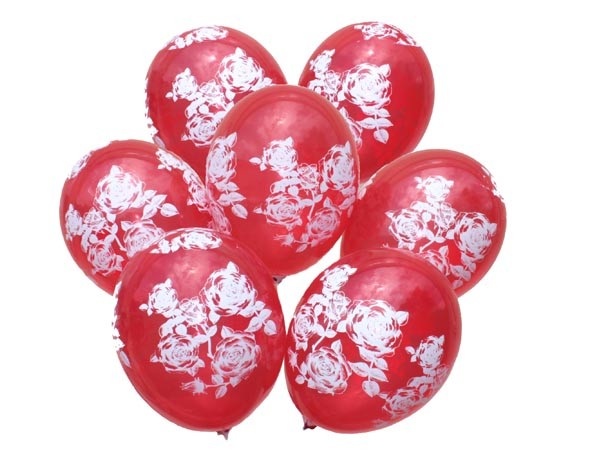 Воздушные шарики РОЗЫ  красный кристалл, шелкография 12"(30 см) купить оптом ТМ Gemar