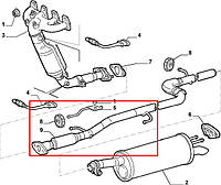 Труба выхлопная Fiat Doblo 1.6i 16v BIPOWER с гибким сочленением (средняя часть)
